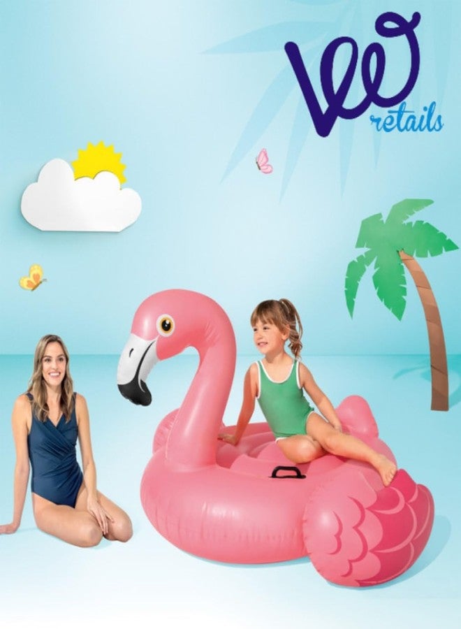 VWretails Inflatable Ride-On Swim Float for Kids, Childrens & Adults. Summer Fun Beach Floatie Perfect for Summer Water Adventures of Age 3+ (Pink Flamingo Ride-On + Hand Pump) - Image 4