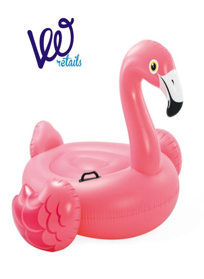 VWretails Inflatable Ride-On Swim Float for Kids, Childrens & Adults. Summer Fun Beach Floatie Perfect for Summer Water Adventures of Age 3+ (Pink Flamingo Ride-On + Hand Pump) - Image 2