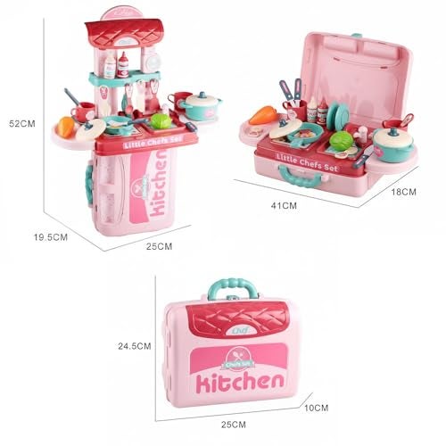 StarAndDaisy Plastic 3 in 1 Portable Pretend Food Party Role Cooking Kitchen Play Set Toy for Baby, Toodlers, Boys and Girls. - Image 5