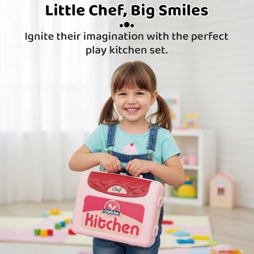 StarAndDaisy Plastic 3 in 1 Portable Pretend Food Party Role Cooking Kitchen Play Set Toy for Baby, Toodlers, Boys and Girls. - Image 2
