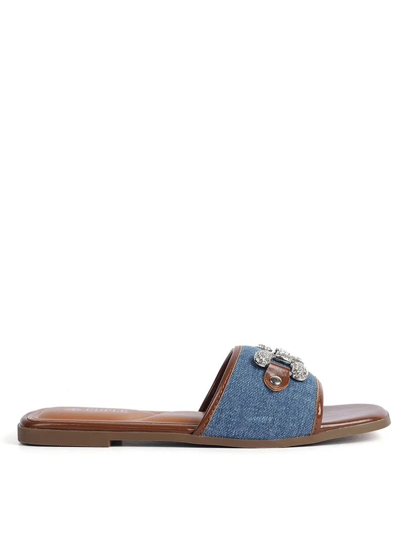 كابلي Slip-on Denim slide Flat Sandals