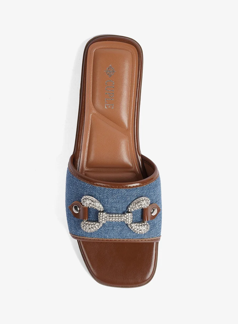 Cuple  Slip-on Denim slide Flat Sandals for Women | Best Price UAE