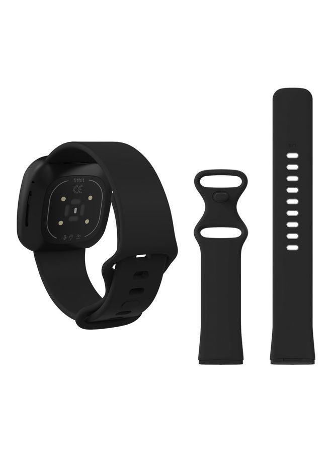NIBEMINENT Flatpin Silicon Replacement Band For Fitbit Versa 3/Sense Black - Image 2