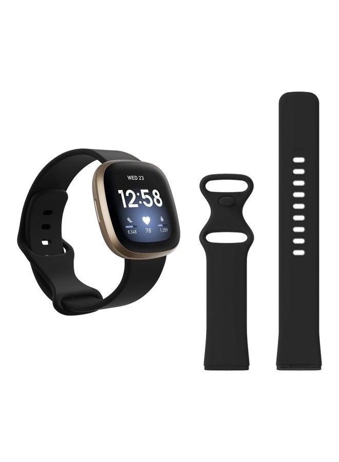 NIBEMINENT Flatpin Silicon Replacement Band For Fitbit Versa 3/Sense Black - Image 1