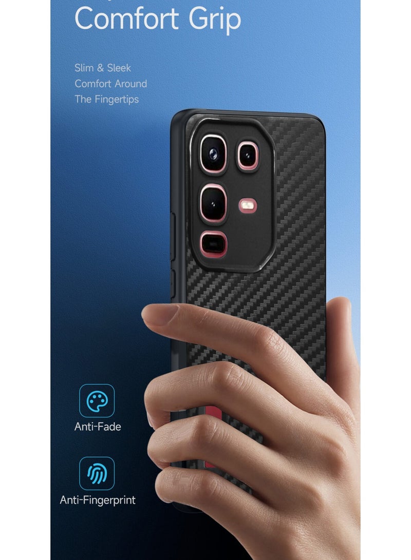 Wtech Infinix Note 50 4G 2025 Liquid Silicone Carbon Fiber Texture Case Cover (MCFPSN) - Black - Image 2