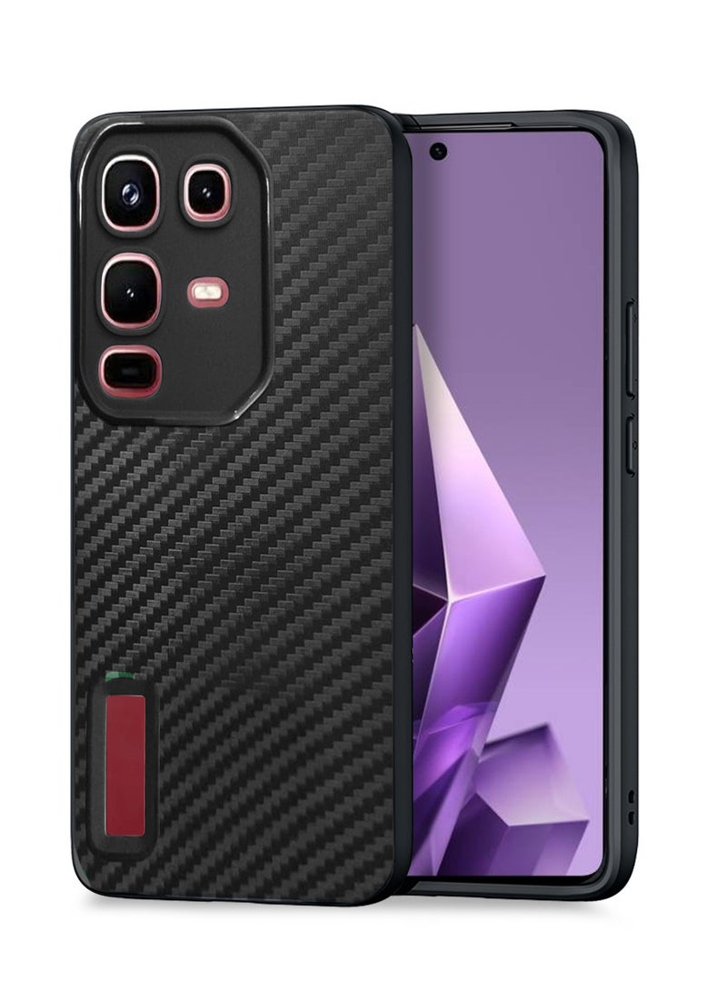 Wtech Infinix Note 50 4G 2025 Liquid Silicone Carbon Fiber Texture Case Cover (MCFPSN) - Black - Image 1