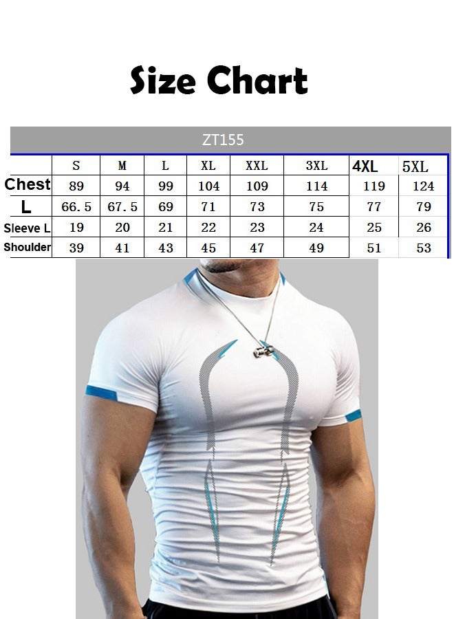 ZCM-HAPPY Fitness Training Breathable Short Sleeved Quick Drying T-Shirt for Men, GYM Workout T-Shirt, Fashionable and Comfortable Sportswear - Image 2