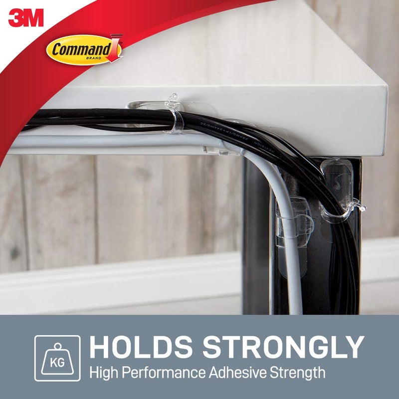 Command Round Cord Clip, Plastic, 9 Pieces,Self adhesive, Damage Free walls, Transparent - Image 4