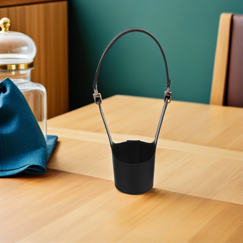 2PCS Coffee Cup Holder Sleeve - Tea Cup Protective Sleeve Water Bottle Holder Fake Leather Pouch for Outdoor Camping Shopping Travel Sling - Image 4