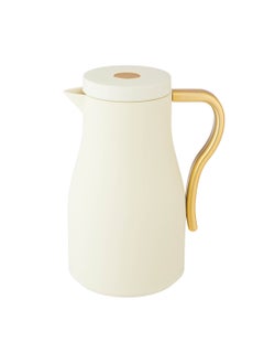 Generic Thermos tea and coffee 1 liter cream color golden handle  - Image 1