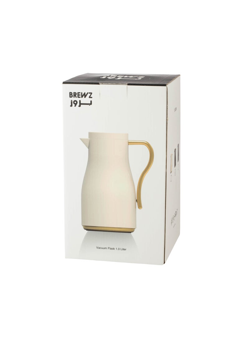 Thermos tea and coffee 1 liter cream color golden handle - Image 3