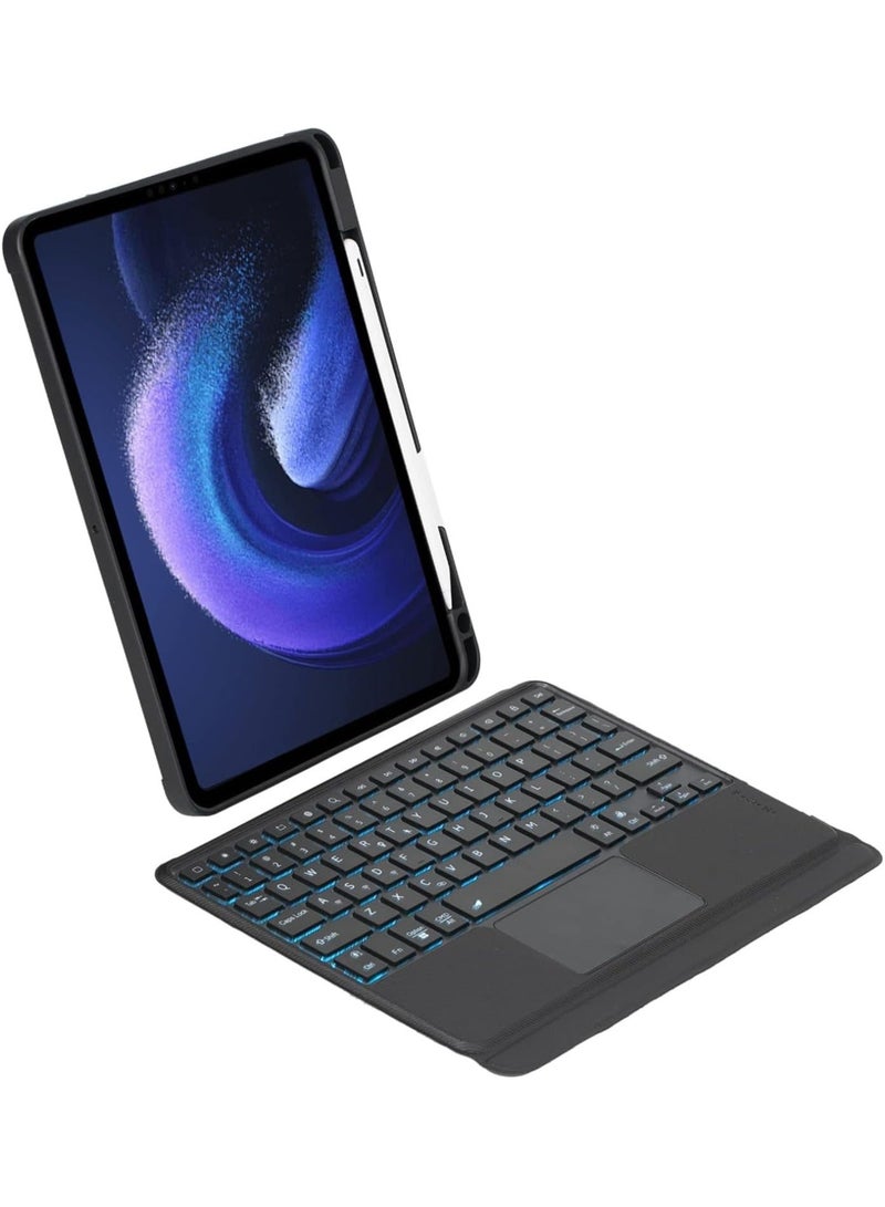Bluetooth Backlit Keyboard Cover Folio Case for Xiaomi Pad 6 | Mi Pro (11''), Backlight u0026 TrackPad Mouse Detachable Protective Pen Slot - Image 4