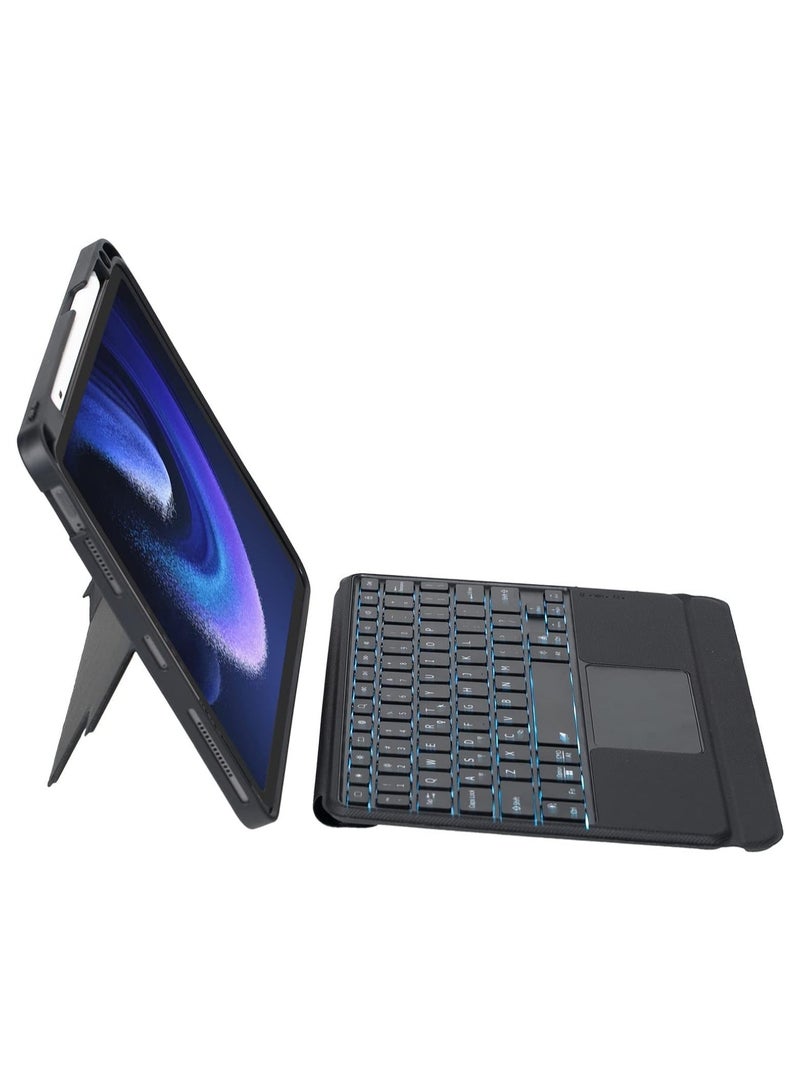 Bluetooth Backlit Keyboard Cover Folio Case for Xiaomi Pad 6 | Mi Pro (11''), Backlight u0026 TrackPad Mouse Detachable Protective Pen Slot - Image 3