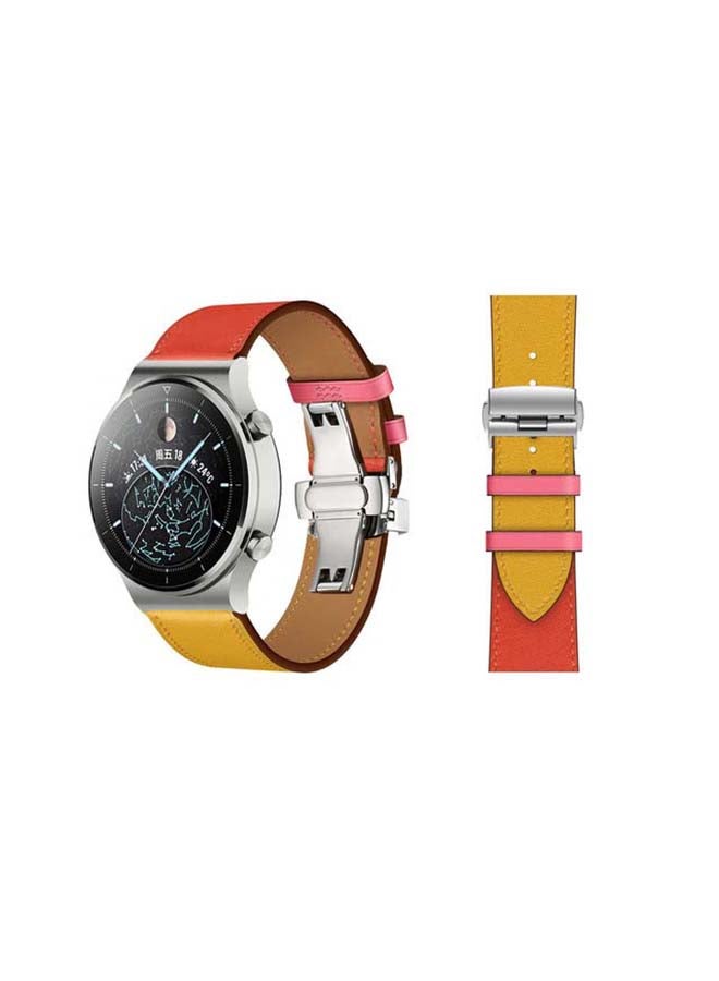 بيرفيي سوار بديل من الجلد الطبيعي لساعة هواوي GT2 برو برتقالي - Image 1