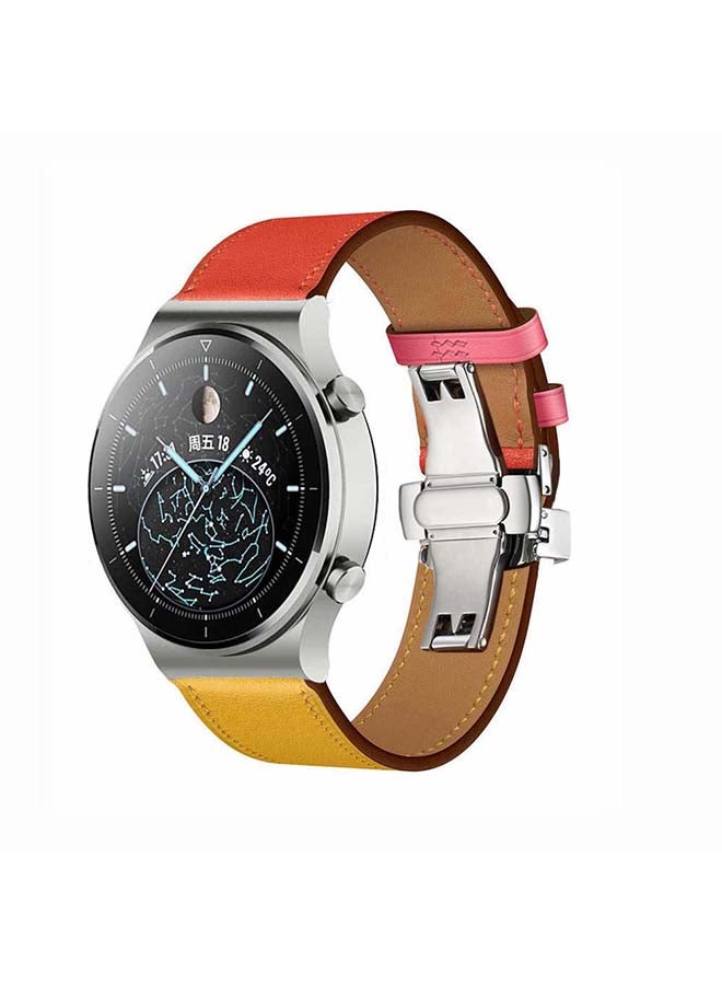 بيرفيي سوار بديل من الجلد الطبيعي لساعة هواوي GT2 برو برتقالي - Image 2