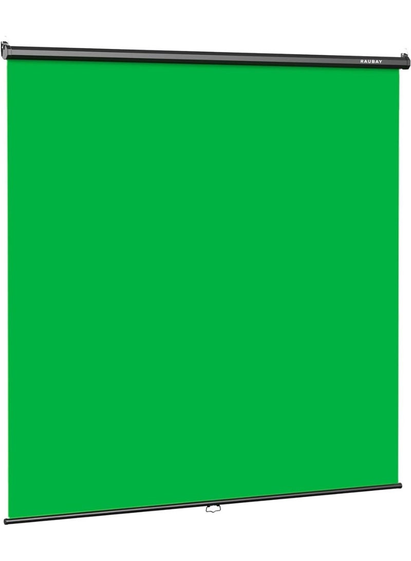 Raubay TGS220 Pull Down Green Screen 200x220cm – Retractable Chromakey Background Screen For Streaming, Video Production, Photography And Content Creation - Image 1