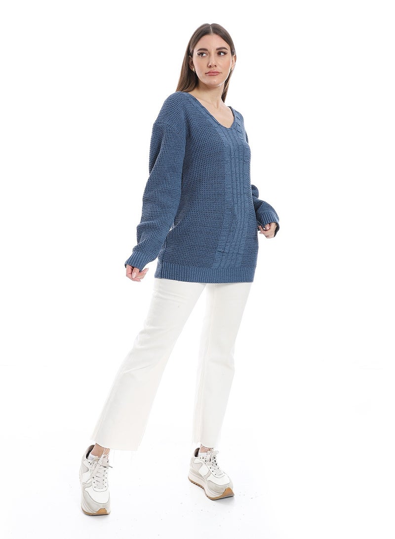 سيزار بلوفر صوف حريمي ساده برقبة علي شكل سبعة وتصميمات متعددة - Image 1