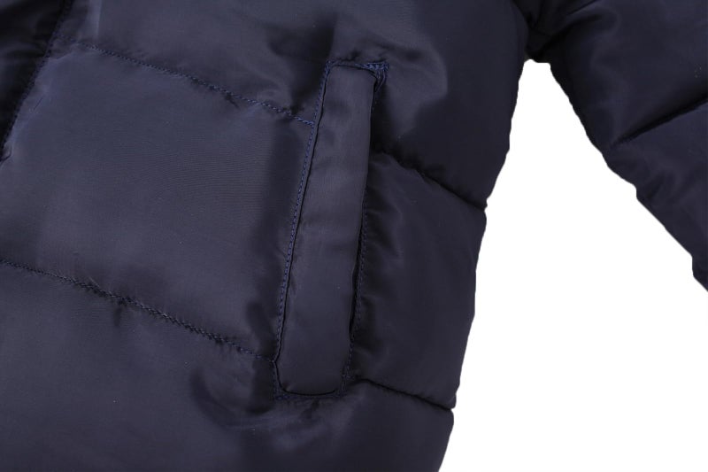 YAGATA Toddler Coat Thicken Fur Collar Hoodie Down Toddler Jacket Warm Toddler Winter Puffer Jacket Blue 1-2T 90 - Image 2