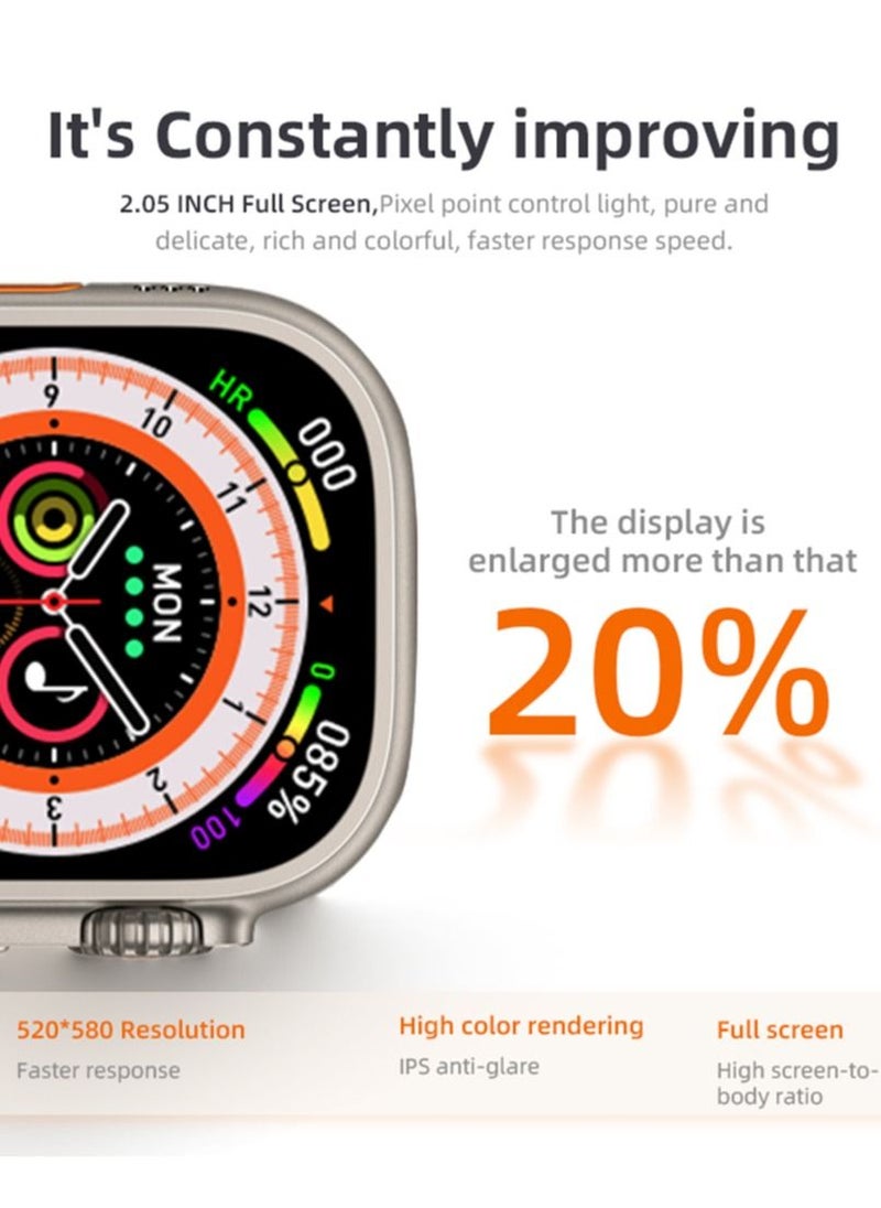 AROAQ - ZW8 Ultra Max Smartwatch Multi Functional 2.05 Inch Screen Display 200mAh Battery Waterproof Wireless Charging Bluetooth Smart Watch - Image 1