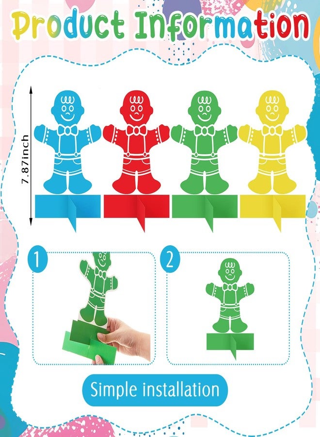 Yuntau 8 Pcs Candy Themed Party Decorations Candy Themed Honeycomb Table Centerpieces Colorful Gingerbread Man Party Supplies for Xmas Holiday Baby Shower Birthday - Image 2