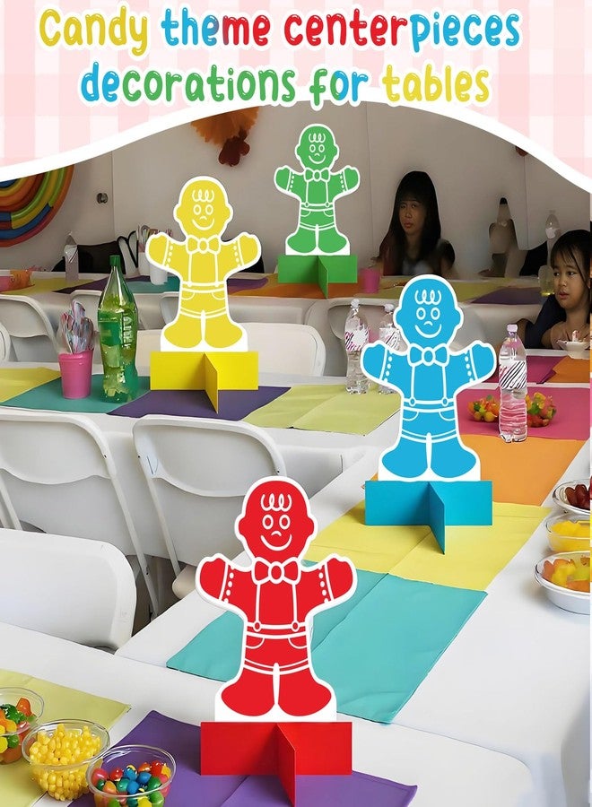 Yuntau 8 Pcs Candy Themed Party Decorations Candy Themed Honeycomb Table Centerpieces Colorful Gingerbread Man Party Supplies for Xmas Holiday Baby Shower Birthday - Image 4