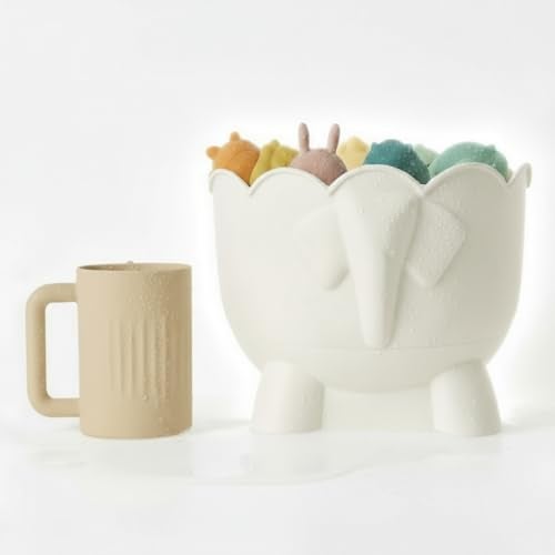 Tiipi Bath Toy Storage  2 Piece Baby Bathtub Toy Holder With Removable Base For Draining  1 Silicone rinse cup Drying Bathroom Toy Organizer for Baby Bath toys Outside Tube Bath Buddy Toy Storage - Image 1