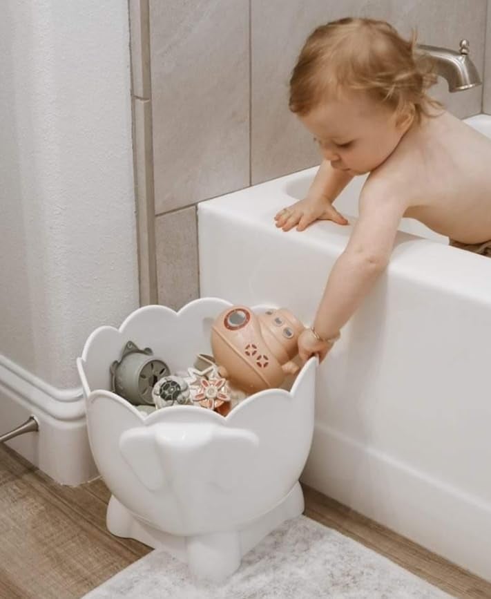 Tiipi Bath Toy Storage  2 Piece Baby Bathtub Toy Holder With Removable Base For Draining  1 Silicone rinse cup Drying Bathroom Toy Organizer for Baby Bath toys Outside Tube Bath Buddy Toy Storage - Image 5