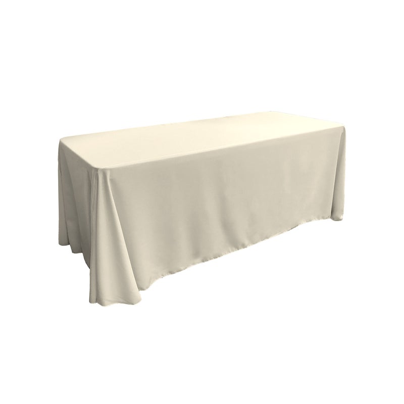 LA Linen Polyester Poplin Washable Rectangular Tablecloth Stain and Wrinkle Resistant Table Cover 90x132 Fabric Table Cloth for Dinning Kitchen Party Holiday 90 by 132Inch Ivory