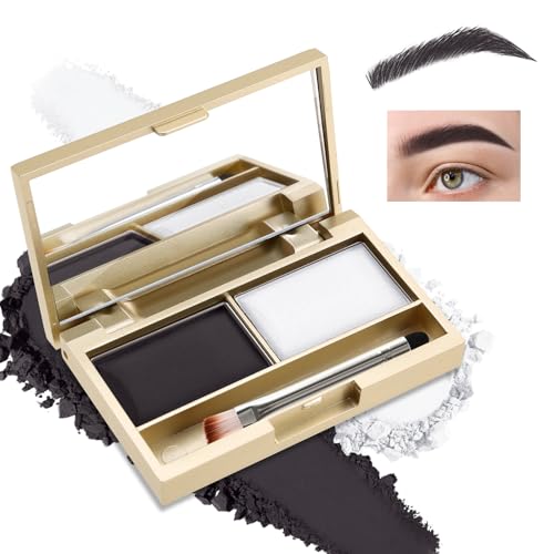 Boobeen Eyebrow Powder Kit 2color Waterproof Eyebrow Palette Makeup to Definer Filler Brows Eyebrow Color Powder Shape Natural Looking Brow with Mirror Brush - Image 1