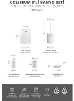 ‎okyanus Home Ocean Home Coliseum White 5-Piece Bathroom Set  - Image 2