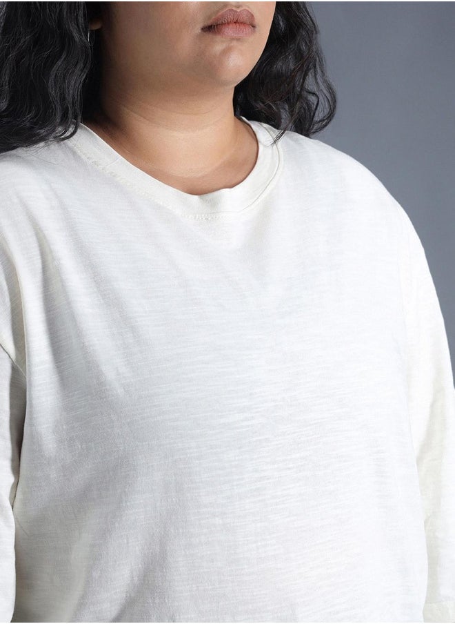 HIGH STAR Women's White 100% Cotton Solid Pattern Regular Fit T-Shirt  - Image 3