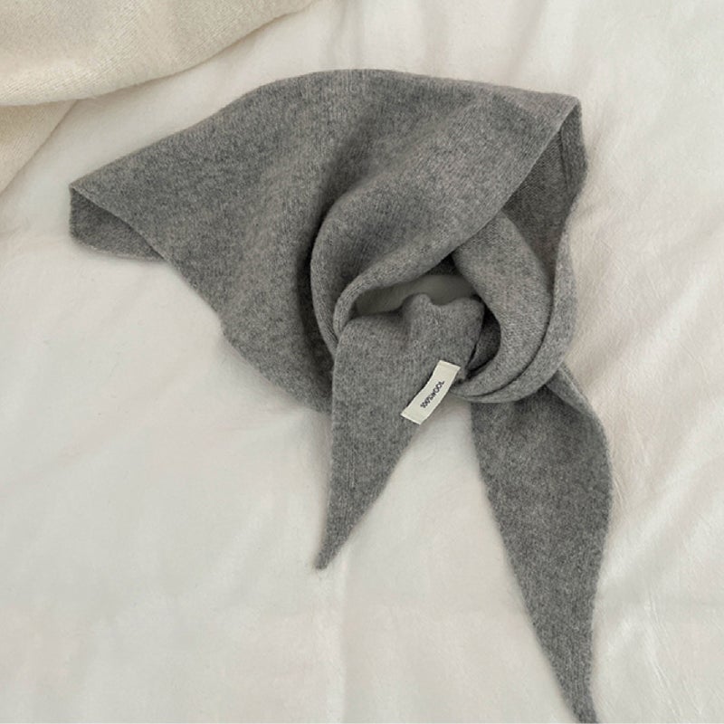 Knitted Triangle Scarf for Women Y2k Head Scarf Downtown Girl Aesthetic Accessories Streetwear Triangle Shawl/Light blue - Image 3
