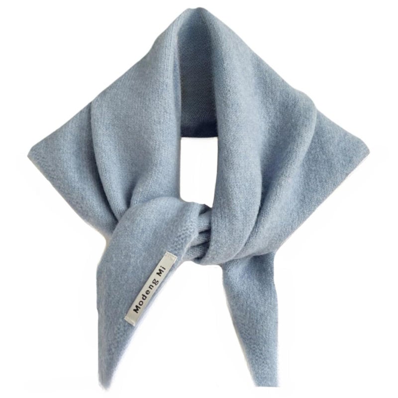 Knitted Triangle Scarf for Women Y2k Head Scarf Downtown Girl Aesthetic Accessories Streetwear Triangle Shawl/Light blue - Image 1