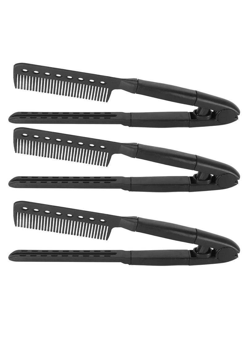 ANGGREK V Shaped Hair Straightening Comb Hair Styling Comb Flat Straightening Comb Heat Resistant Rounded Comb Teeth Multipurpose Styling Tool 