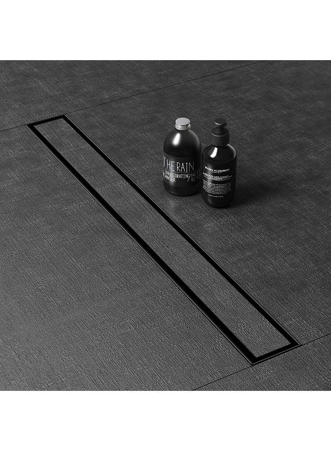 Biella Shower Drain Matte Black 316 Stainless Steel Rectangle Invisible with Removable Cover, Linear Shower Floor Drain with Rectangle Shower Floor Drainer with Hair Strainer, (40 x 9 cm) - Image 2