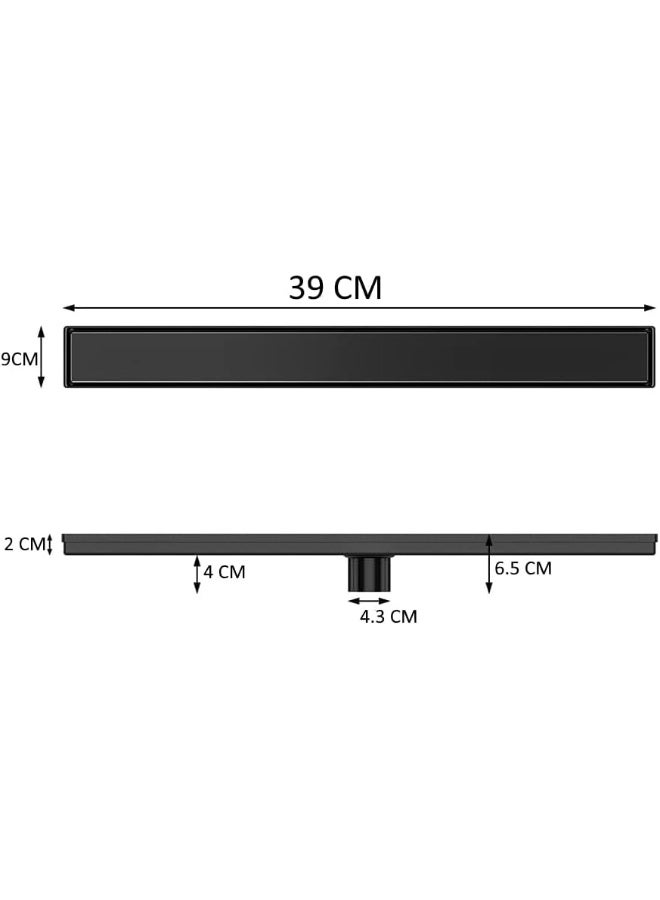 Biella Shower Drain Matte Black 316 Stainless Steel Rectangle Invisible with Removable Cover, Linear Shower Floor Drain with Rectangle Shower Floor Drainer with Hair Strainer, (40 x 9 cm) - Image 3