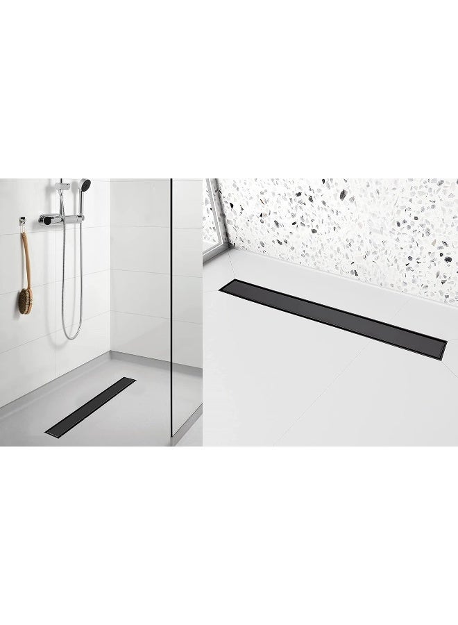 Biella Shower Drain Matte Black 316 Stainless Steel Rectangle Invisible with Removable Cover, Linear Shower Floor Drain with Rectangle Shower Floor Drainer with Hair Strainer, (40 x 9 cm) - Image 5