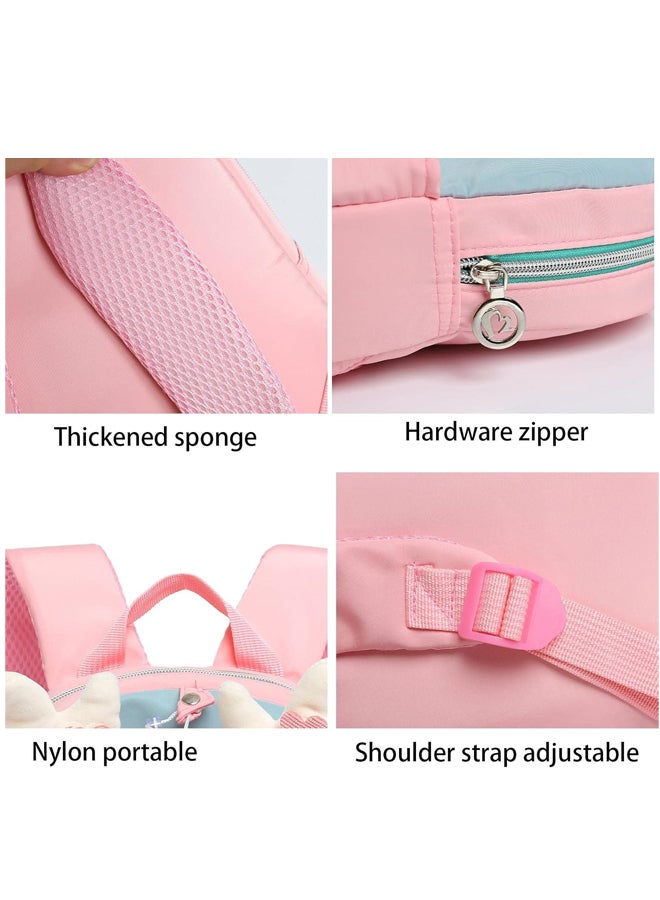 SHABILI Girls Nylon Large Capacity Multi Pocket Cute Backpack College School Bag, Students Cartoon Back Bag Lightweight Rucksack for Teenager Youth with Plush Deer Doll Comfort Straps Commute Ready (Pink) - Image 4