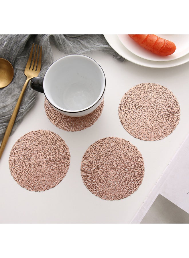 Hot Sale Coaster Special-shaped Coaster Light Luxury Bronzing Coaster PVC Soft Decorative Table Mat Plate Mat-Color:Heart-shaped Silver (10cm)  - Image 4
