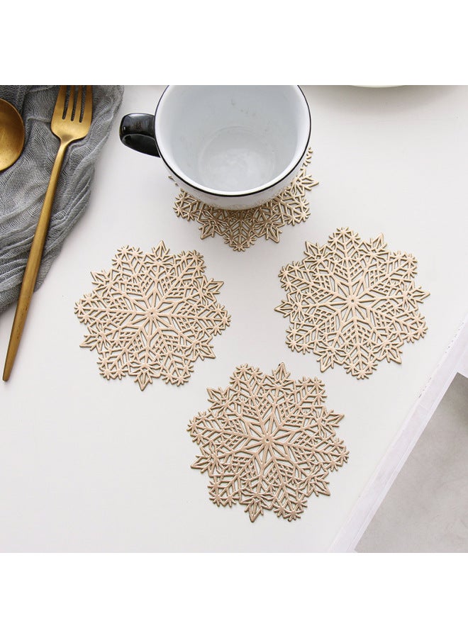 Hot Sale Coaster Special-shaped Coaster Light Luxury Bronzing Coaster PVC Soft Decorative Table Mat Plate Mat-Color:Heart-shaped Silver (10cm)  - Image 3