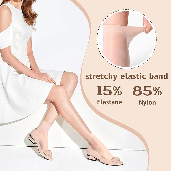 NEOBABY Ultra-Thin Summer Skinny Transparent Nylon Socks for Women/Girl's | Ankle Length Socks/Stockings | Color Beige | Free Size| Pack of 5 Pairs - Image 2
