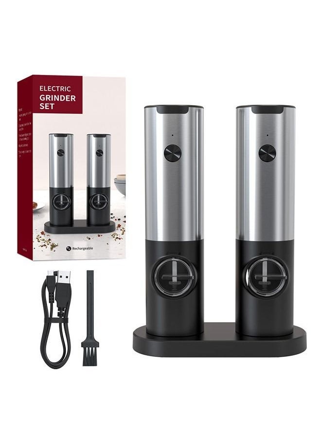 Generic 2-Piece Electric Salt and Pepper Grinder Set, Rechargeable Pepper Grinder with USB Rechargeable Base, Ajustable Grind Coarseness with LED Light  - Image 1