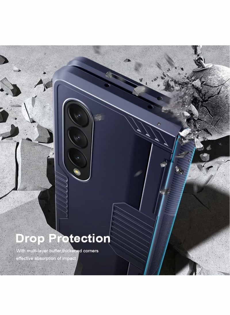 Generic Case for Samsung Galaxy Z Fold 3 Case, Hinge-Protection Z Fold 3 Case with Heavy Duty Armor,Shockproof Durable Cover for Samsung Z Fold 3 case (Blue）  - Image 3