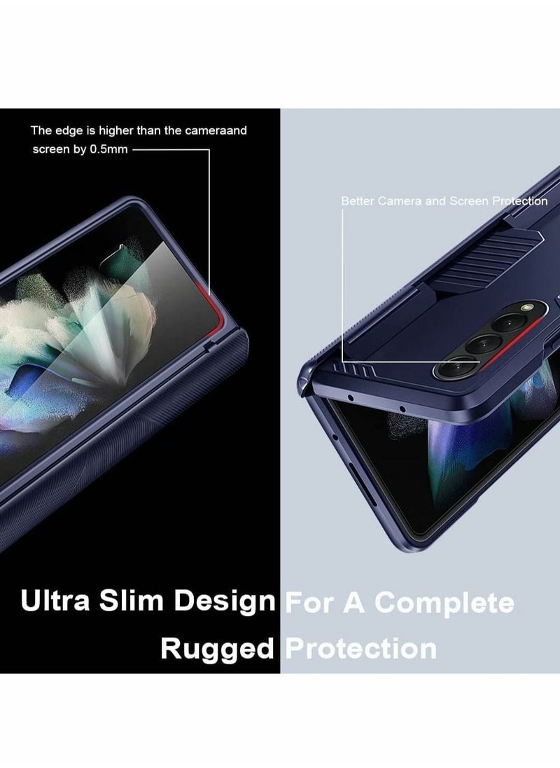 Generic Case for Samsung Galaxy Z Fold 3 Case, Hinge-Protection Z Fold 3 Case with Heavy Duty Armor,Shockproof Durable Cover for Samsung Z Fold 3 case (Blue）  - Image 4