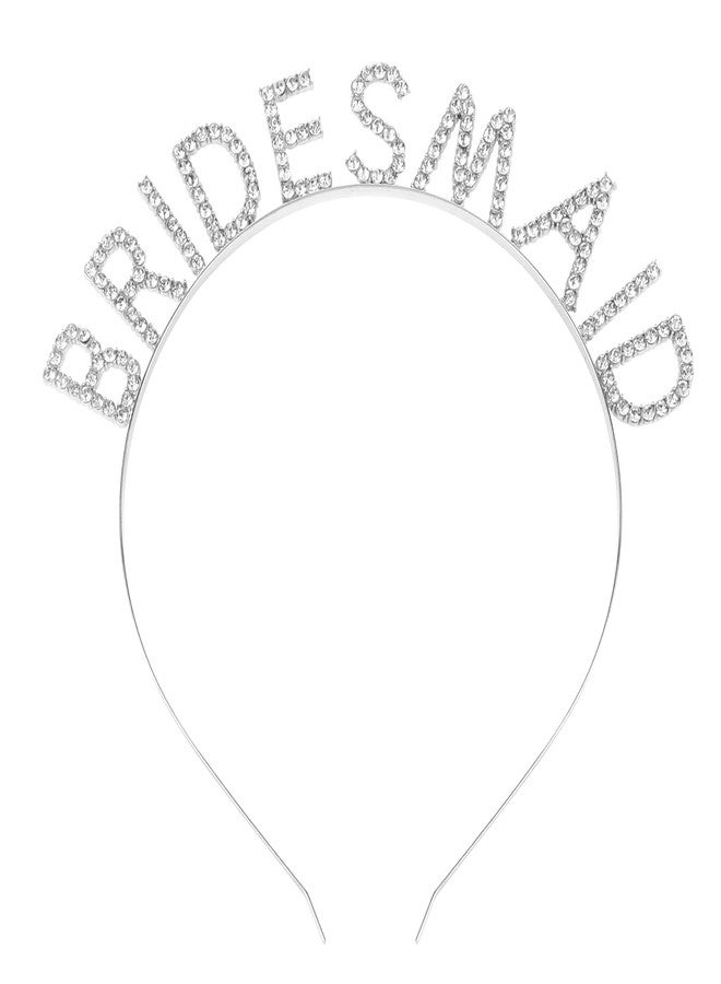 BAHABY Silver Hairband for Bridesmaid, Bridesmaid Headband with Rhinestone, Bridal Shower, Bachelorette Party, Wedding Decorations, One Fits All Material, Reusable - Image 1