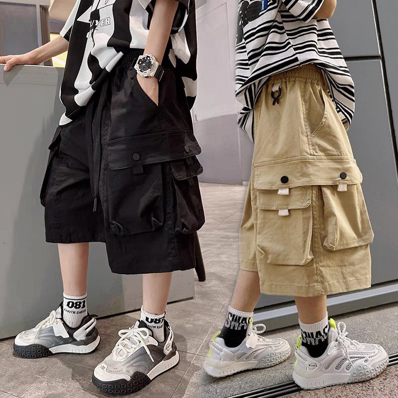 Boys' Shorts Summer Thin Children'S All-Match Casual Pants Summer Coil Pants Outer Wear Pants - Image 2