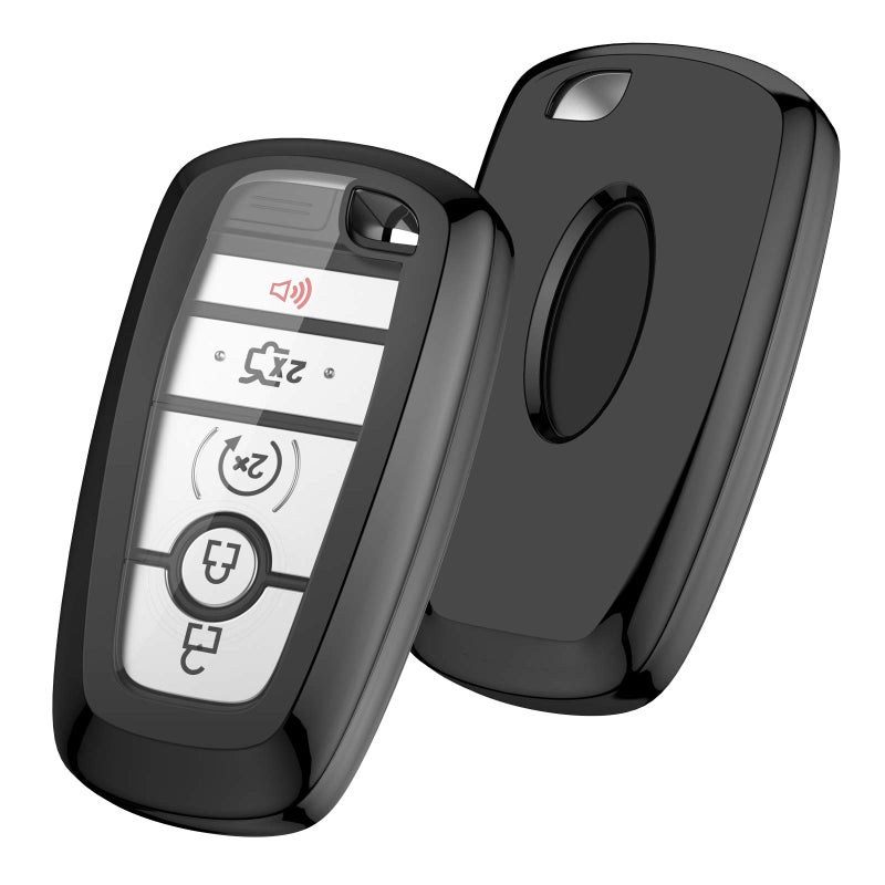ELOHEI for Ford Key Fob Cover Case Soft TPU Key Fob Case Protector Holder for 2017 2018 2019 Ford Fusion F150 F250 F350 F450 F550 Edge Explorer Escape Mustang Remote Keyless Entry Black