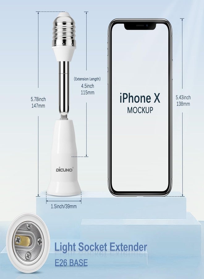 DiCUNO Light Socket Extender, E26 Light Bulb Extender, 4.5 Inch Extension, Adjustable Socket Extension Adapter, 180° Bendable, 350° Rotatable, Medium Screw Base, 6-Pack - Image 3