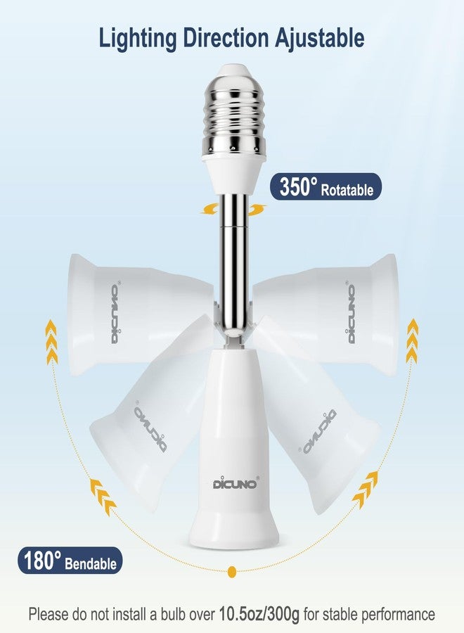 DiCUNO Light Socket Extender, E26 Light Bulb Extender, 4.5 Inch Extension, Adjustable Socket Extension Adapter, 180° Bendable, 350° Rotatable, Medium Screw Base, 6-Pack - Image 4