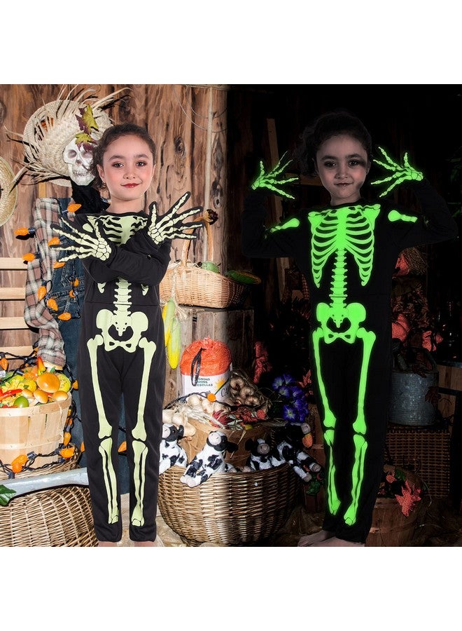 PARTISKY Skeleton Costume For Kids Toddler,Halloween Glow In The Dark Skeleton Costume For Boys Girls With Gloves 6T - Image 4